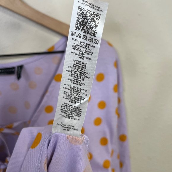 ASOS Design Women's Baby Doll Dress Size 0 Lilac Polka Dot Tie Oversized - Picture 11 of 12